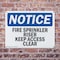 Signmission Fire Sprinkler Riser Keep Access Clear OSHA Notice Sign, Plastic, 10in W x 7in L, 2PK OS-2PACK-NS-P-710-L-12681 - alternate 6